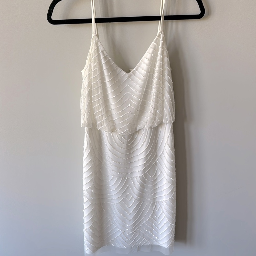 Adrianna Papell beaded mini cocktail party dress size 6